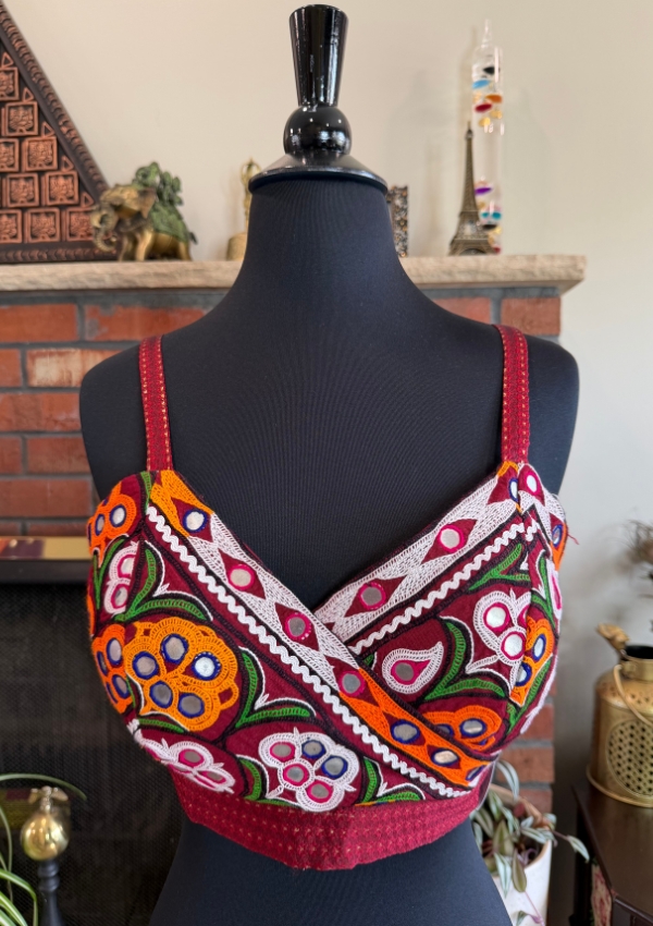 Maroon Kutchi Sleeveless Blouse
